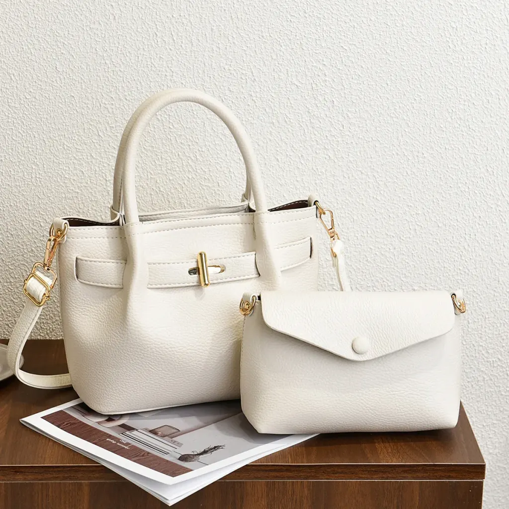 Women PU Leather Bucket Tote Bag With Sewing Thread Detailing And Folds, Top Handle Style For Spring