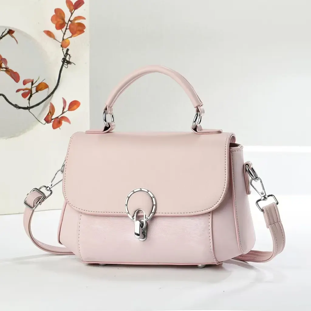 Women’s Square Splicing Shoulder Bag In PU Leather With Sewing Thread Detail And Single Shoulder Strap