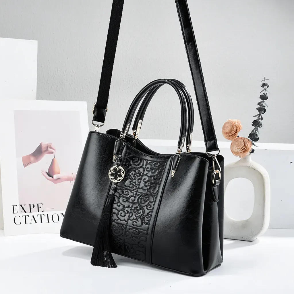Women’s Square Shoulder Bag With Embroidered Clouds Pattern In PU Leather