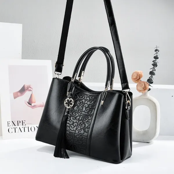 Women’s Square Shoulder Bag With Embroidered Clouds Pattern In PU Leather