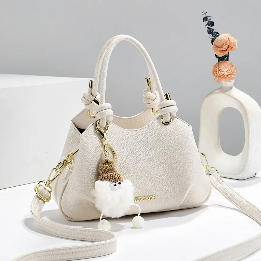 Women’s PU Leather Bucket Handbag With Sewing Thread Detail, Summer Style Featuring Top Handle