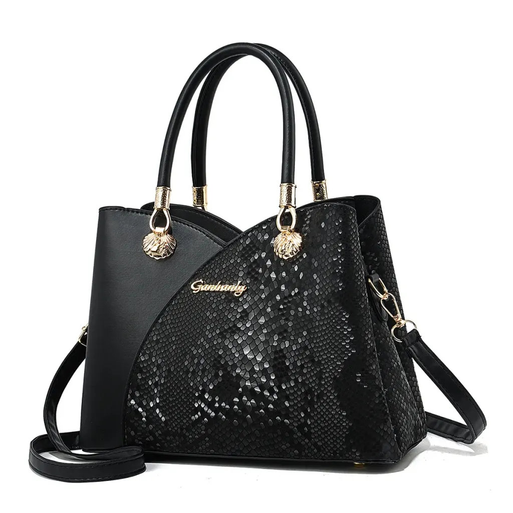 Medium Square PU Top Handle Bag For Women Featuring Letter Design And Zipper Closure