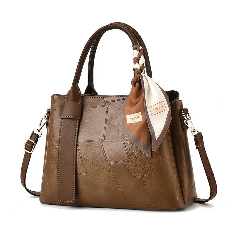 Multicolor Square PU Tote Bag For Women With Single Shoulder Strap