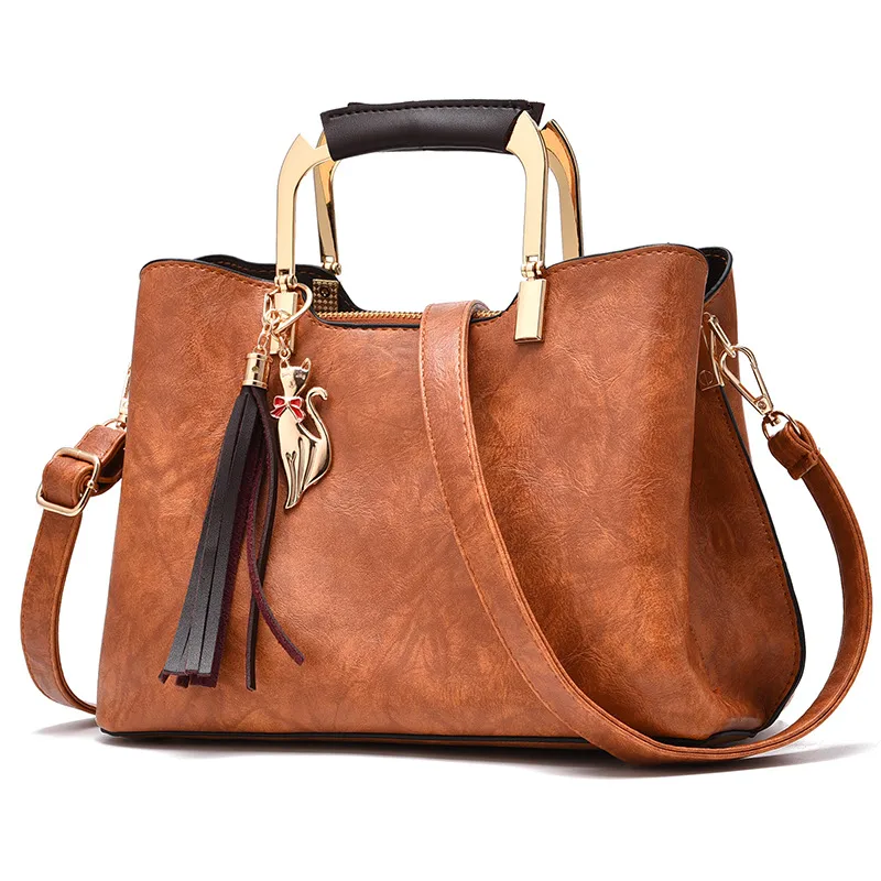Large Solid Color Pu Leather Women’s Crossbody Shoulder Bag With Zipper Closure In Retro European And American Style