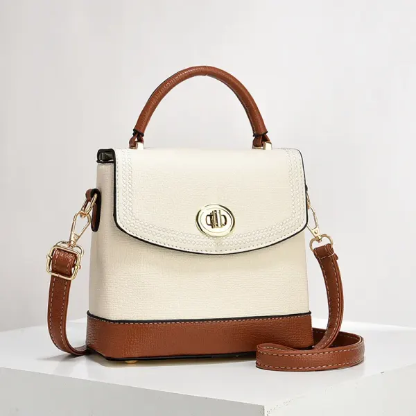 Color Block Small Square PU Leather Shoulder Bag For Women With Basic Style And Flip Cover Closure