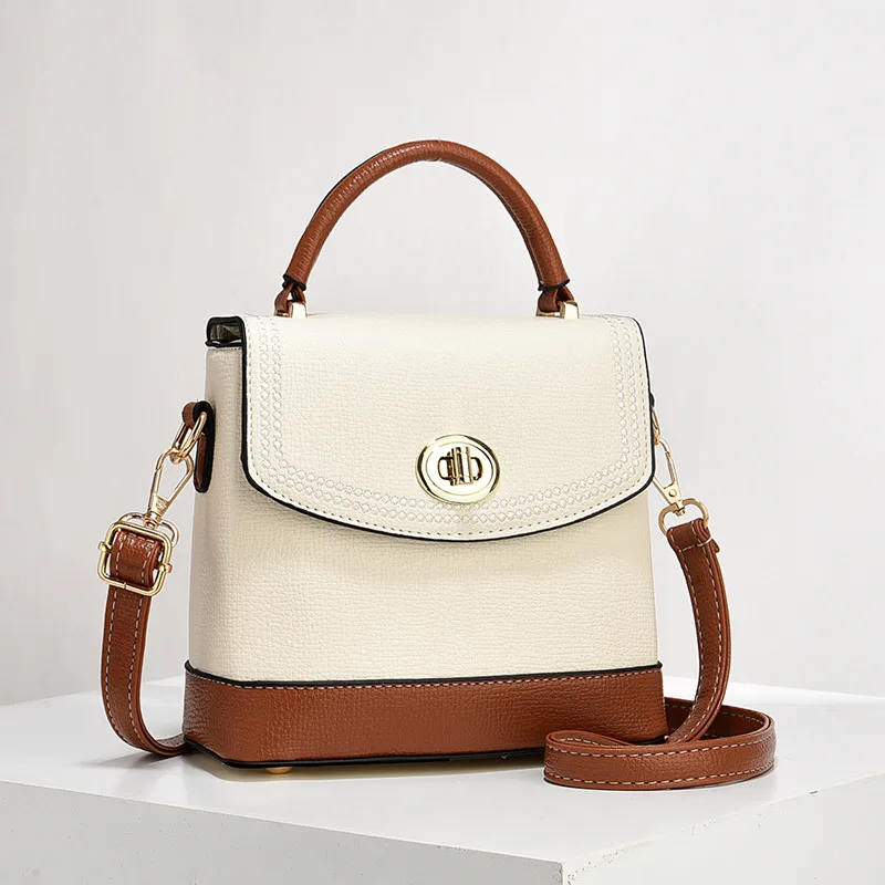 Color Block Small Square PU Leather Shoulder Bag For Women With Basic Style And Flip Cover Closure Main image