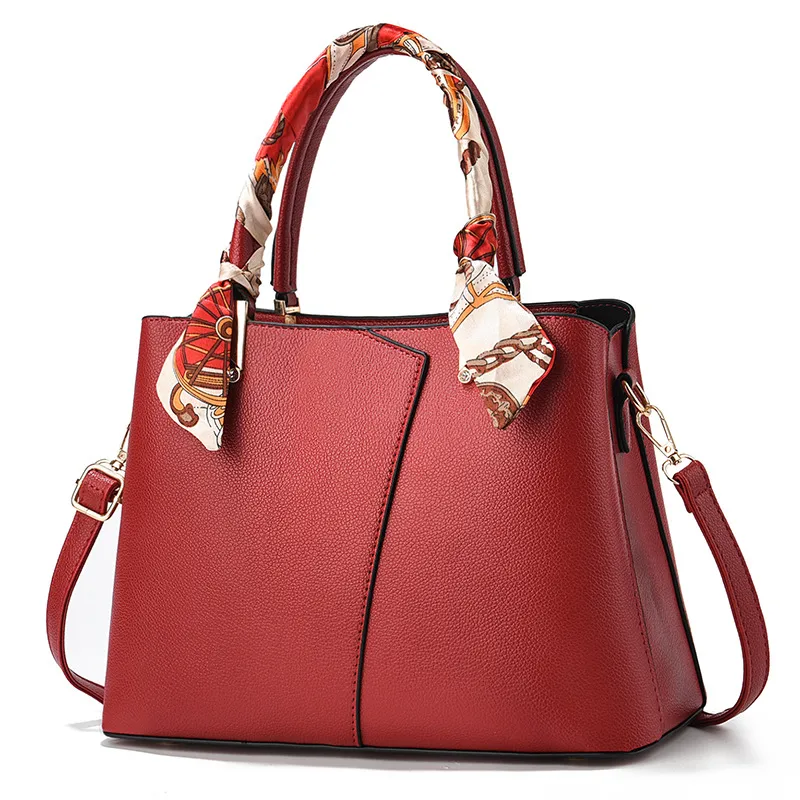 Classic Style Large Solid Color Women’s PU Leather Tote Bag With Zipper Closure