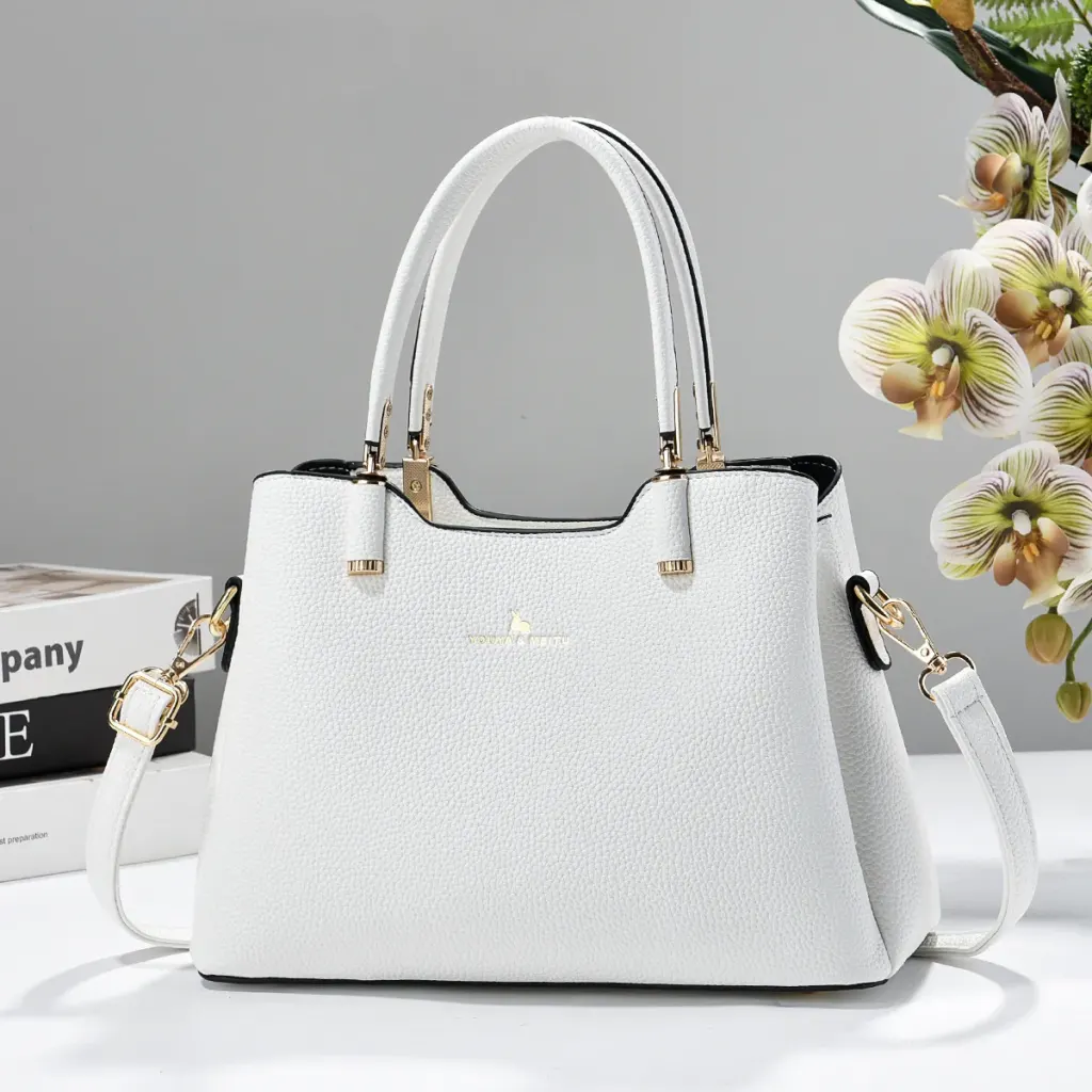 Square PU Leather Handbag For Women Featuring Sewing Thread Detail And Top Handle