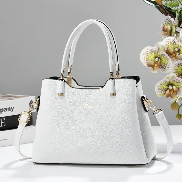 Square PU Leather Handbag For Women Featuring Sewing Thread Detail And Top Handle