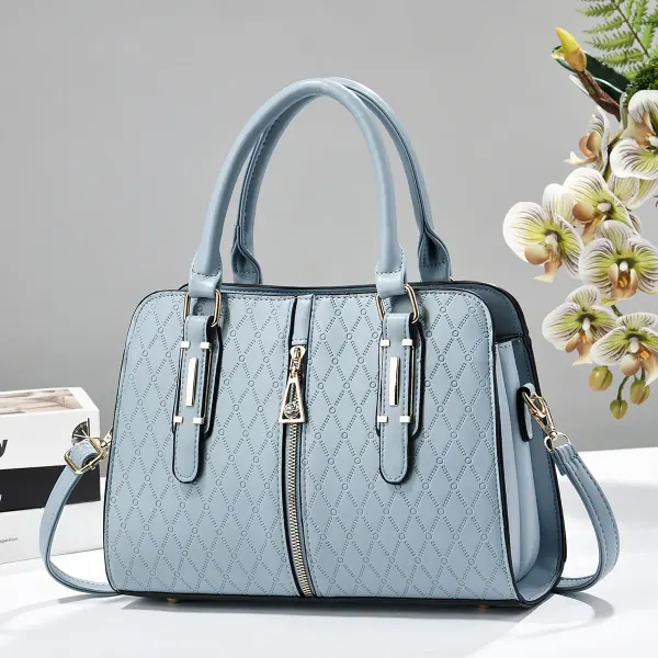 Lingge Square Boston Bag In PU Leather With Sewing Thread Detail, Featuring Top Handle