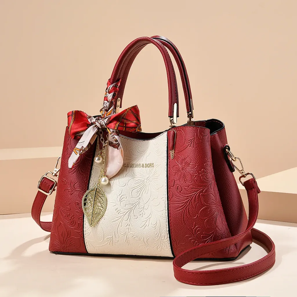 Women’s Square PU Leather Tote Bag With Sewing Thread Detail, Featuring Top Handle