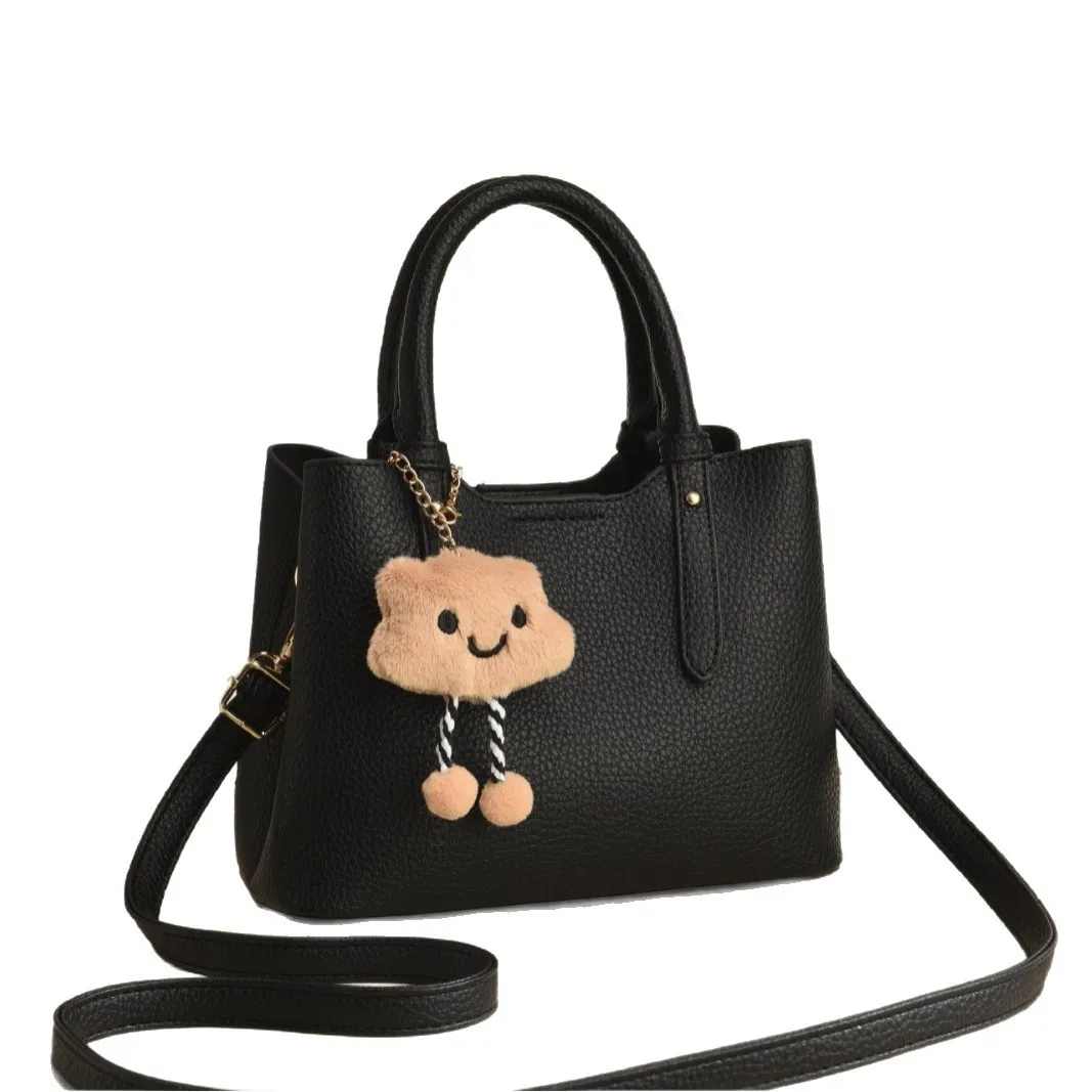 Women’s Square PU Leather Handbag With Sewing Thread Detail, Large Capacity, Single Shoulder Strap