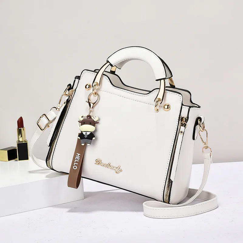 Square Pu Leather Handbag For Women Featuring Sewing Thread Design With Top Handle Main image