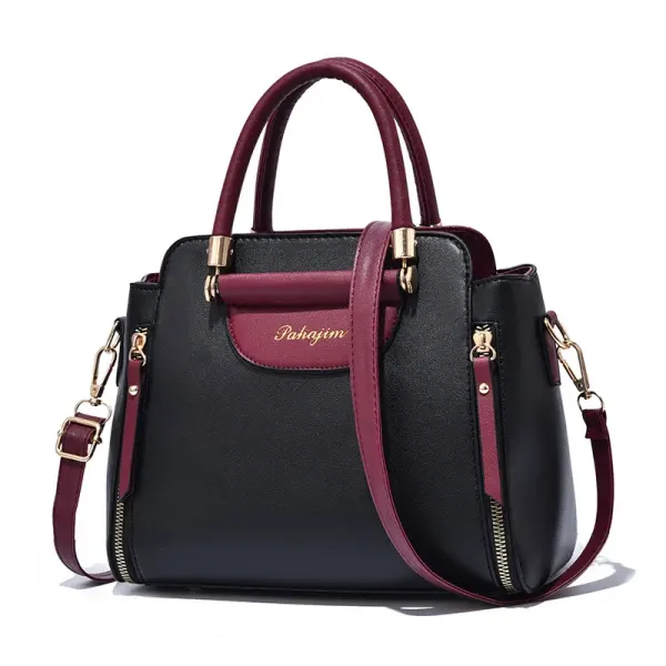 Large Solid Color PU Leather Crossbody Bag For Women With Zipper Closure In Retro European And American Style