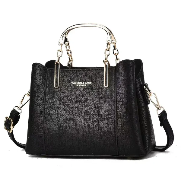 Square PU Leather Shoulder Bag For Women In Solid Color With Sewing Thread Accent And Top Handle