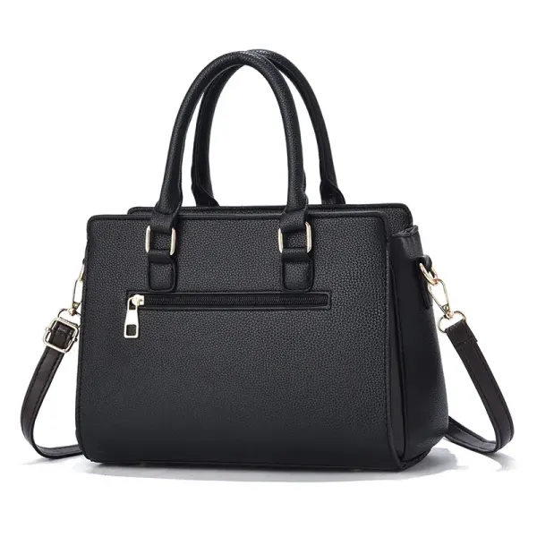 Elegant Large Square PU Tote Bag For Women With Braid Detail And Zipper Closure Featuring Leaves Pattern