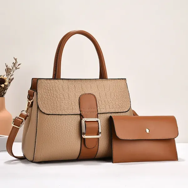 Multicolor Color Block Square PU Leather Bag Set For Women With Single Shoulder Strap