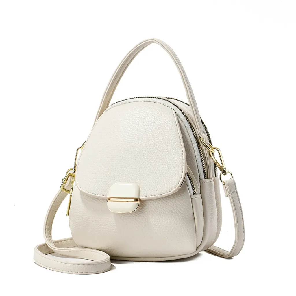 Oval PU Leather Handbag With Sewing Thread Detail, Portable Summer Top Handle Bag For Women