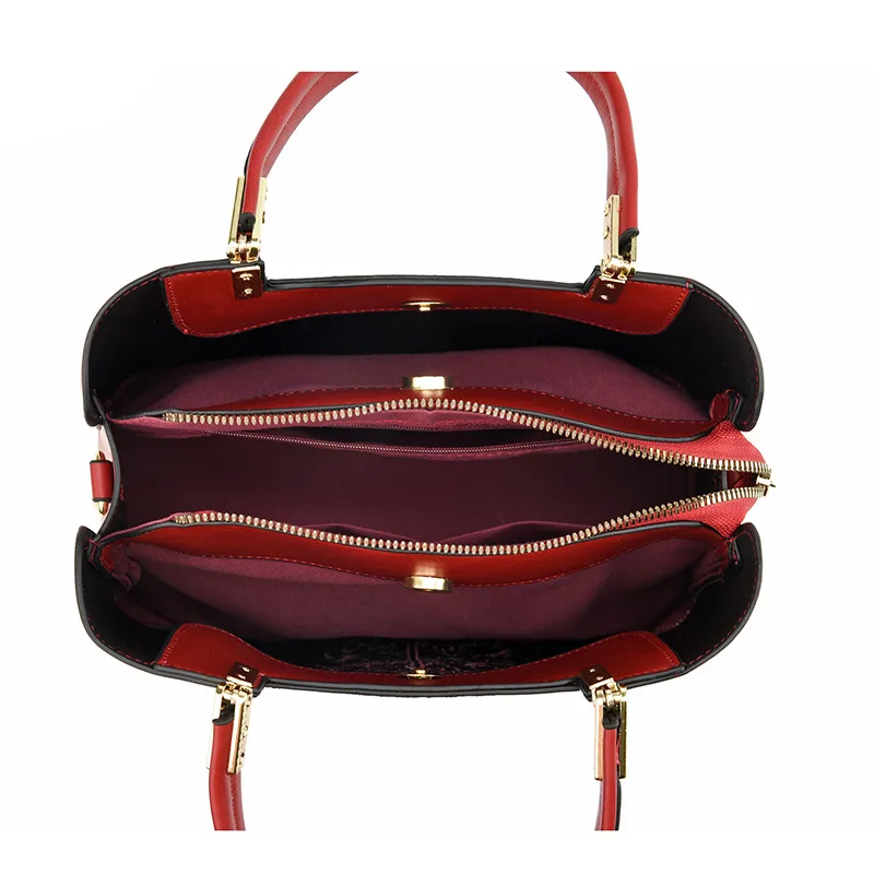 Women’s Square Splicing Diaper Backpack In PU Leather With Embroidery Detailing