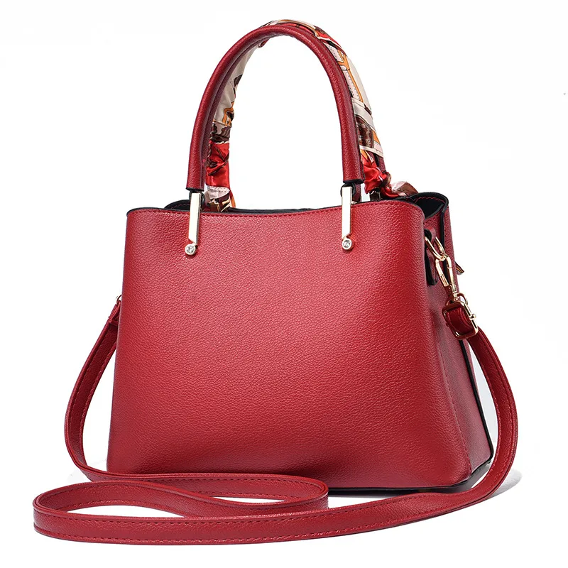 Classic Style Large Solid Color Women’s PU Leather Tote Bag With Zipper Closure