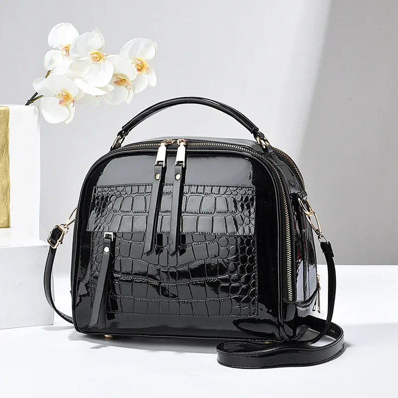 Stitched Crocodile Square Shoulder Bag