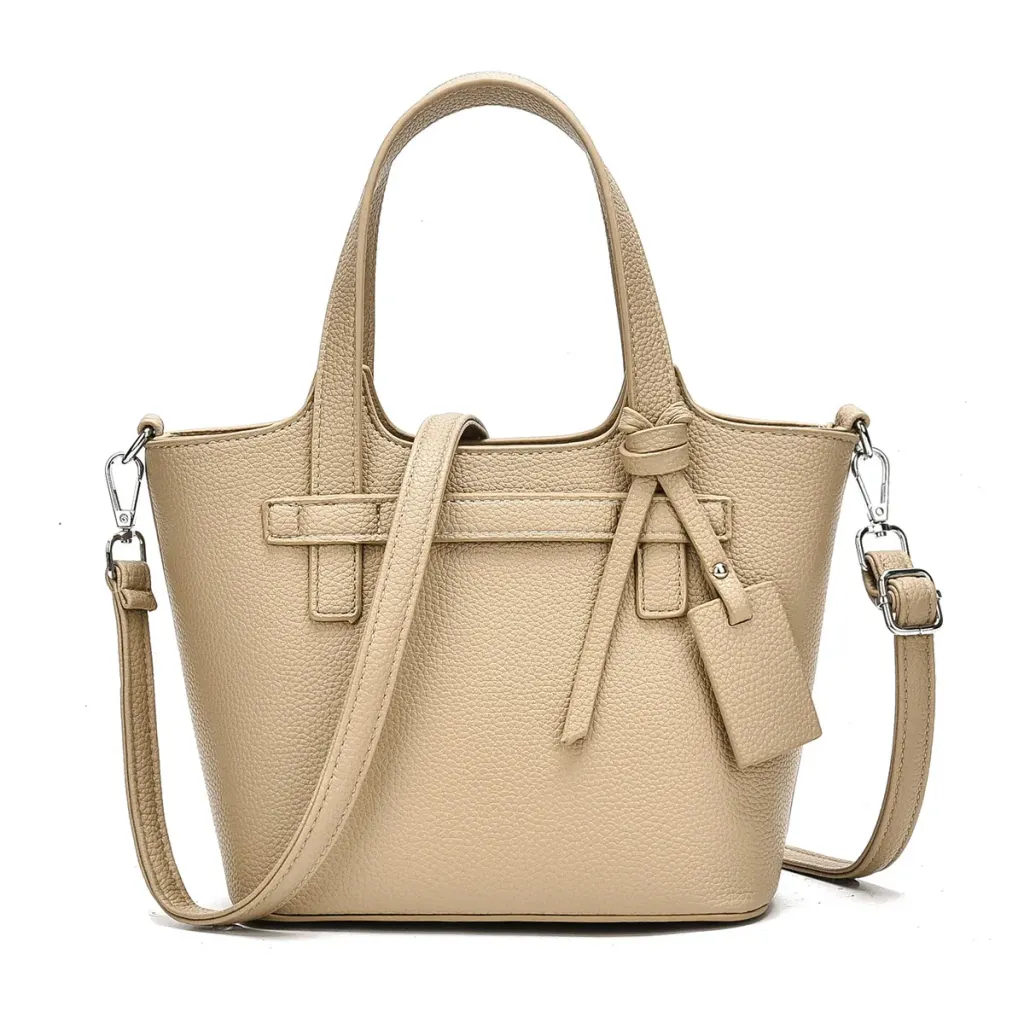 Women's PU Leather Bucket Shoulder Bag With Sewing Thread Detail, Featuring Single Shoulder Strap