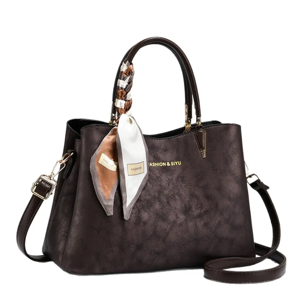 Women’s Square PU Leather Tote Bag With Sewing Thread Detail, Top Handle