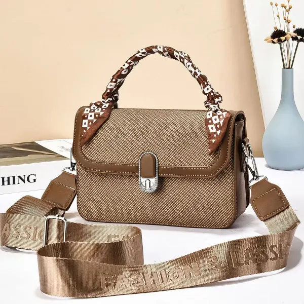 Women’s Square Splicing Shoulder Bag In Polyester Featuring Lock Detail