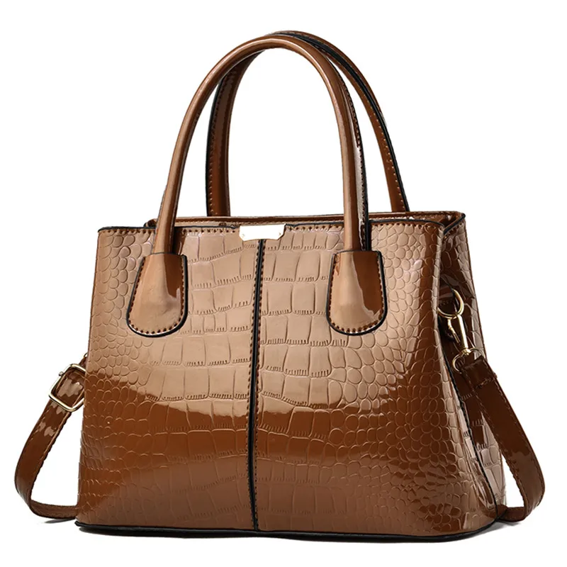 Elegant Large Solid Color PU Leather Crossbody Bag For Women With Zipper Closure, Top Handle Design