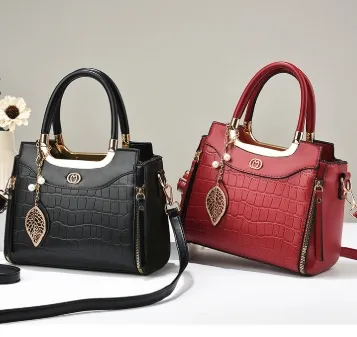 Medium Square PU Shoulder Bag For Women Featuring Sewing Thread Detail With Zipper Closure And PU Lining