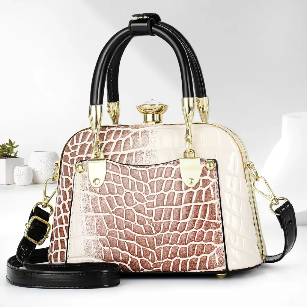 Women’s Crocodile Pattern Shell Dome Bag In Patent Leather With Top Handle