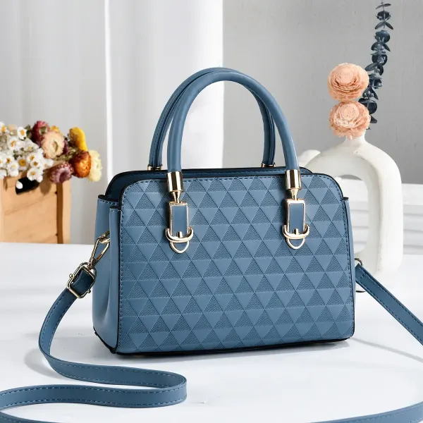 Square PU Leather Shoulder Bag For Women With Sewing Thread Detail, Single Shoulder Strap, Large Capacity