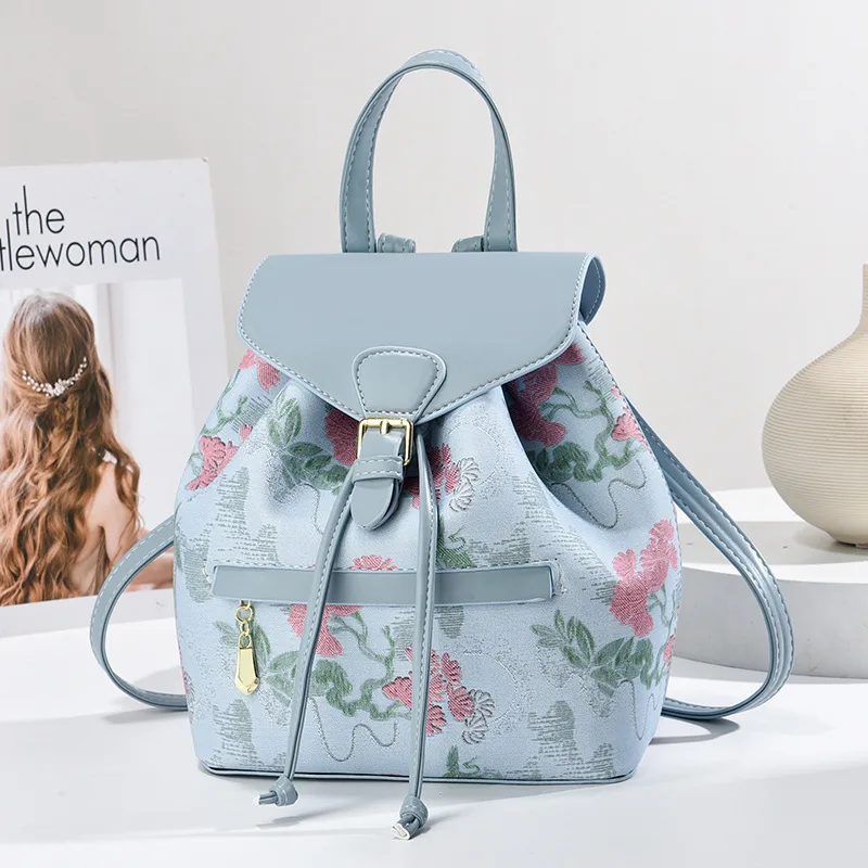 Women's Embroidery Backpack With Breathable Design, Made Of PU Material
