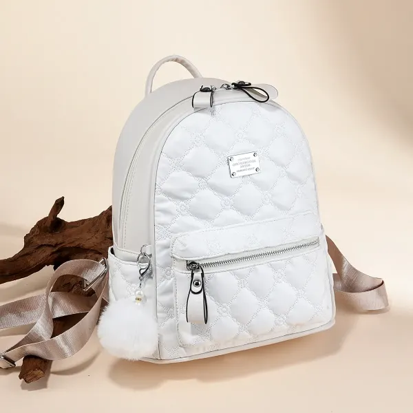 Lingge Women's Backpack In PU Material With Sewing Thread Detail, Stylish Summer Bag For Women