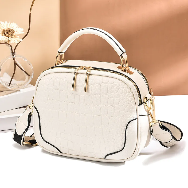 Elegant Solid Color Medium PU Leather Handbag For Women With Zipper Closure