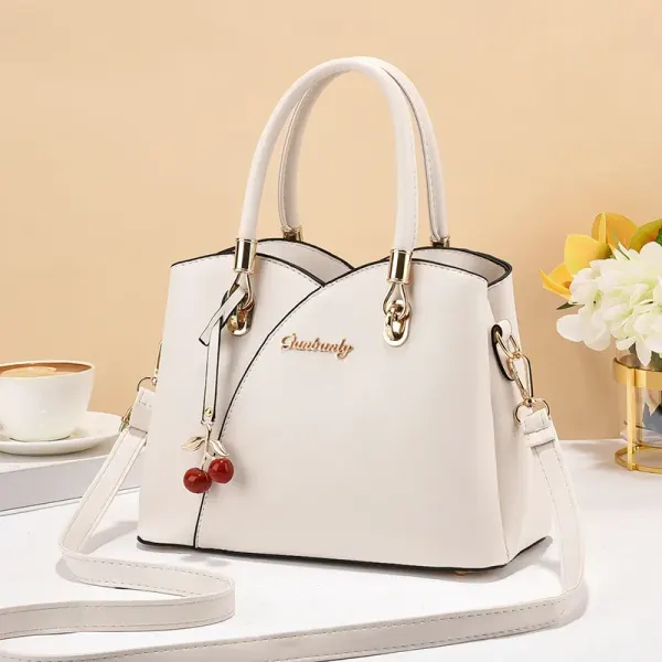 Elegant Large Solid Color Women’s PU Leather Handbag With Drawstring Buckle Closure, Classic Shoulder Bag