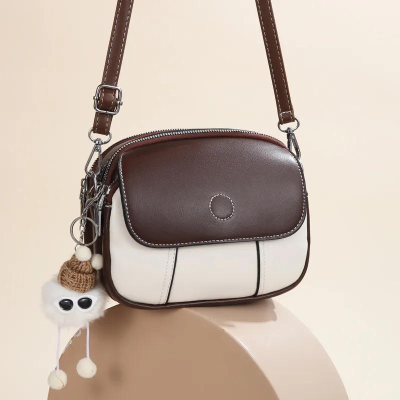 Color Block Round Shoulder Bag