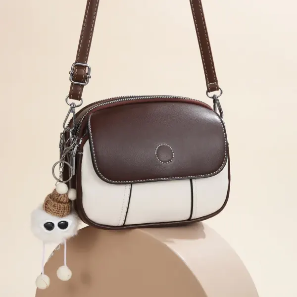 Color Block Round Shoulder Bag