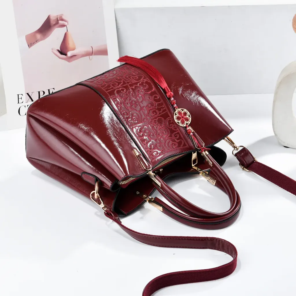 Women’s Square Shoulder Bag With Embroidered Clouds Pattern In PU Leather