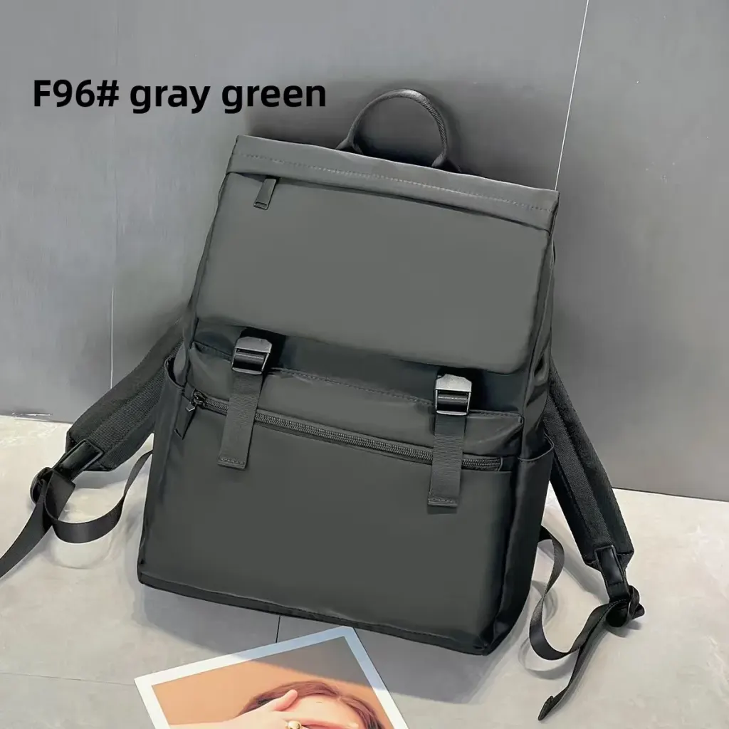 Solid Color Waterproof Nylon Laptop Backpack For Unisex Featuring Stylish Sewing Thread Design