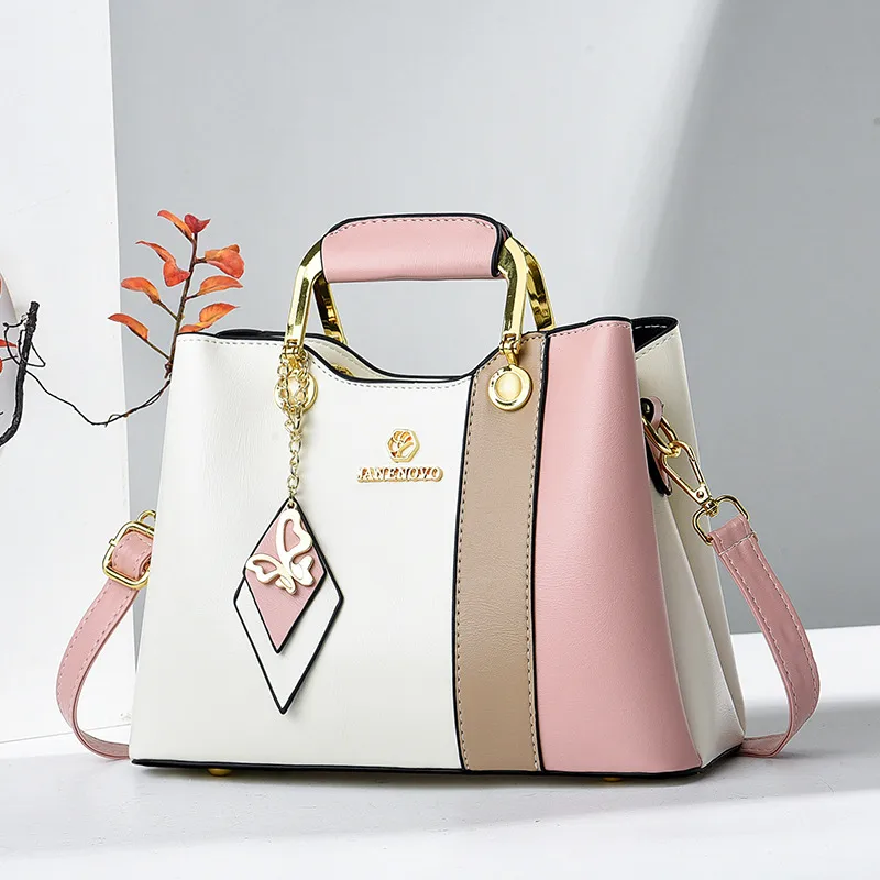 Women’s Color Block Square PU Leather Handbag With Single Shoulder Strap For Summer 2023