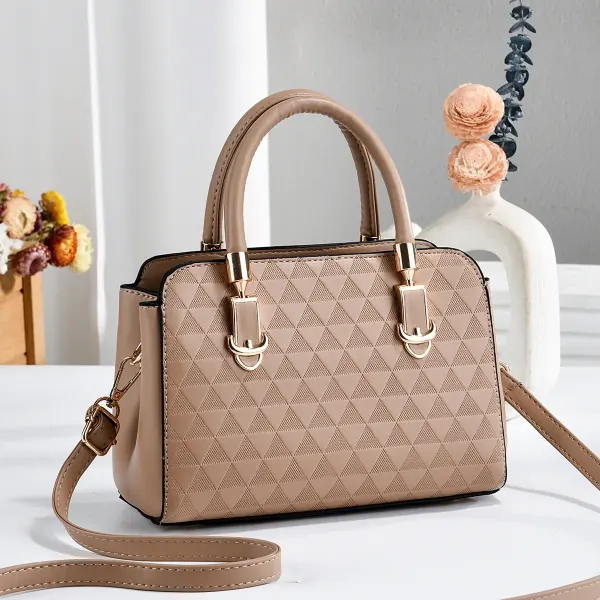 Square PU Leather Shoulder Bag For Women With Sewing Thread Detail, Single Shoulder Strap, Large Capacity