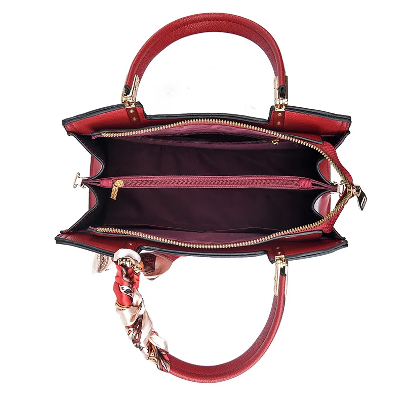 Large Solid Color Square PU Leather Tote Bag For Women With Zipper Closure In Basic Style