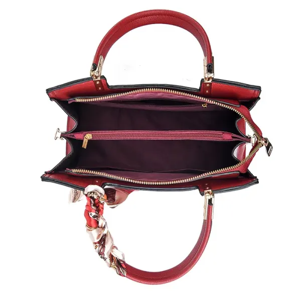 Large Solid Color Square PU Leather Tote Bag For Women With Zipper Closure In Basic Style