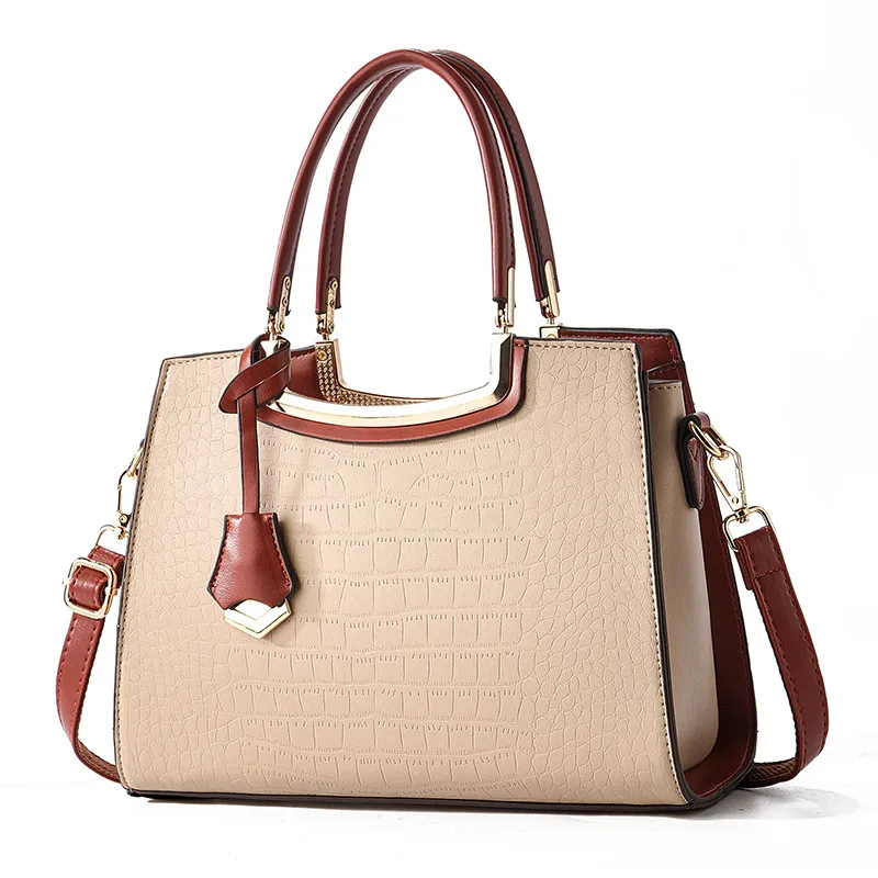 Medium Square PU Tote Bag For Women In Multicolor With Zipper Closure, Business Style Shoulder Bag