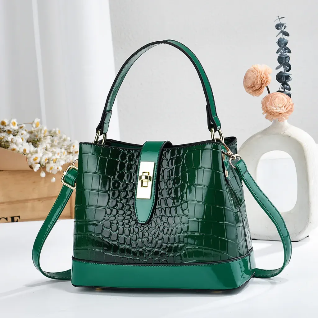 Ombre PU Leather Bucket Bag With Sewing Thread Detail, Single Shoulder Strap