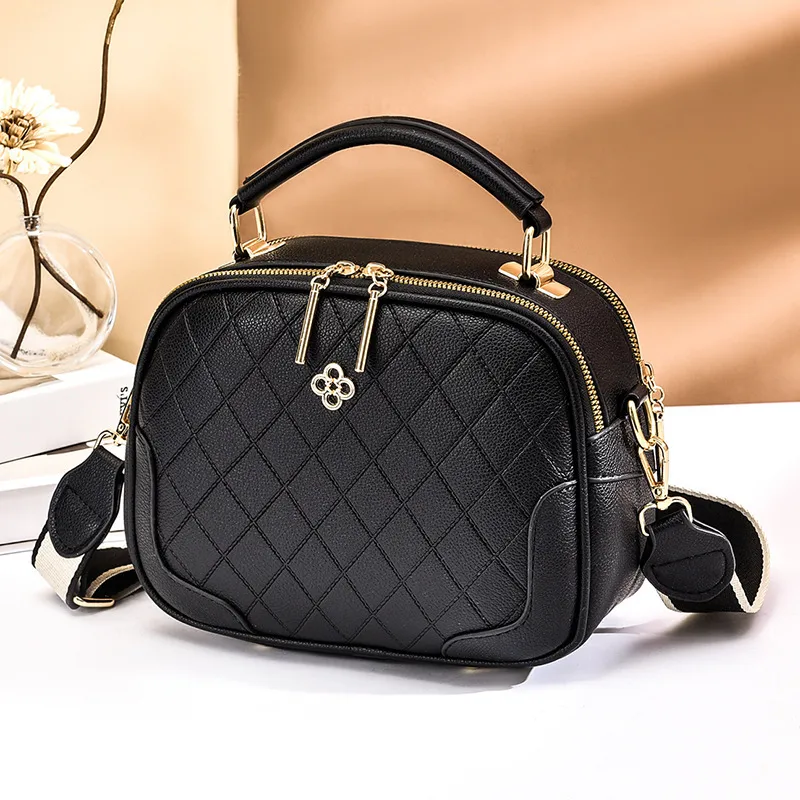 Elegant Solid Color Medium PU Leather Handbag For Women With Zipper Closure