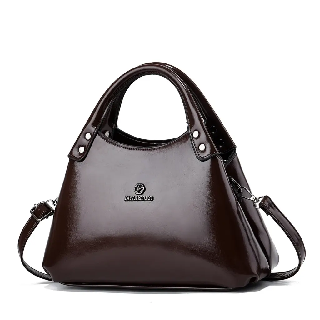 Square PU Leather Tote Bag For Women Featuring Sewing Thread Design With Top Handle