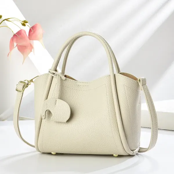 Solid Color PU Leather Bucket Handbag For Women With Top Handle, Stylish And Practical