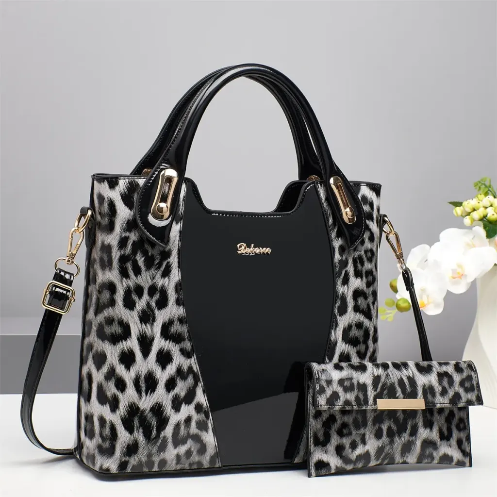 Medium Square PU Bag Set With Zipper Closure Featuring Sewing Thread In Urban Minimalist Style For Women